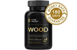 A single bottle of Club House Wood cardiovascular support capsules