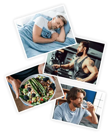 Active men resting, training, eating well and staying hydrated as part of a heart-smart routine